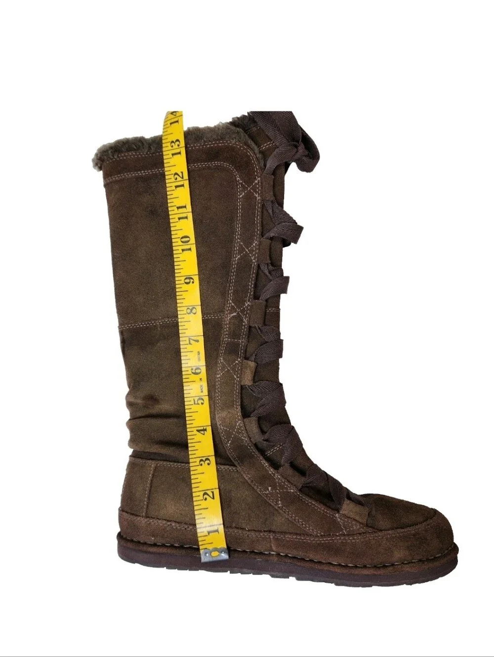 The NORTH FACE Tall Suede Boots Fur Trim Sz 8 Brown Waterproof Insulated Winter